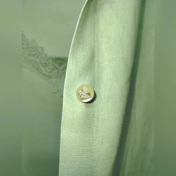 Lauren Ralph Lauren Blouse Set Green size Medium Linen Lightweight‎ Vacation - Picture 6 of 10